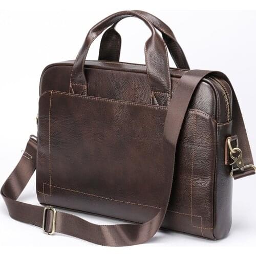 Vintage Business Bag Men Shoulder Bag Leather Briefcase Large Capacity 14 Inch Laptop Briefcase Bags For Documents Messenger Bag