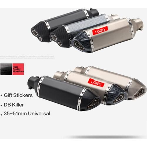 Zengjianmotoo - 51mm Carbon Fiber Motorcycle Escape Moto Exhaust Modify Motocross Exhaust Muffler For FZ6 CBR250 CB600 MT07 ATV