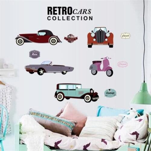 Vivid Cartoon retro car Diy wall sticker boys gift movie poster art mural wall stickers for kids rooms