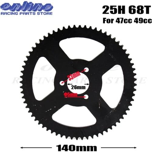 25H 68T Tooth 26mm Rear Chain Sprocket FOR two stroke 47cc 49cc Dirt Pocket Mini Motor Bike ATV