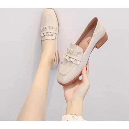 Autumn New British Wind Womens Shoes 2019 Wild Thick With Patent Leather Net Red Late Autumn Autumn S Small Shoes