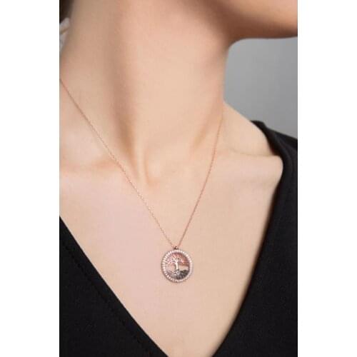 Womens Life Tree Pattern 925 Sterling Silver Necklace