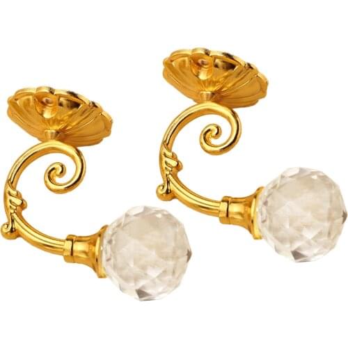 1 Pair European Crystal Ball Curtain Hanger Curtain Tie Back Hooks Holder With Screws Curtain Tool Silver/Gold Color