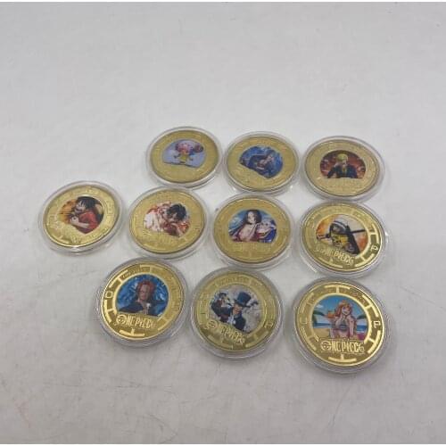 10 types Japanese Grandista One Piece Monkey D Luffy Grandline Men Luffy Anime Gold Plated Coins Home Decor