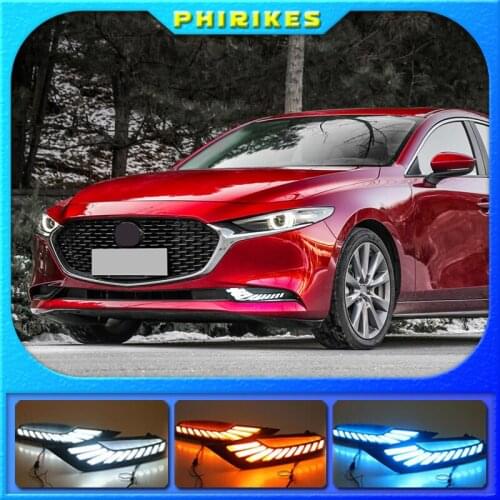 2pcs DRL for Mazda 3 axela 2019 2020 12V LED car DRL Driving daytime running light fog lamp with dimming turn Signal style Relay