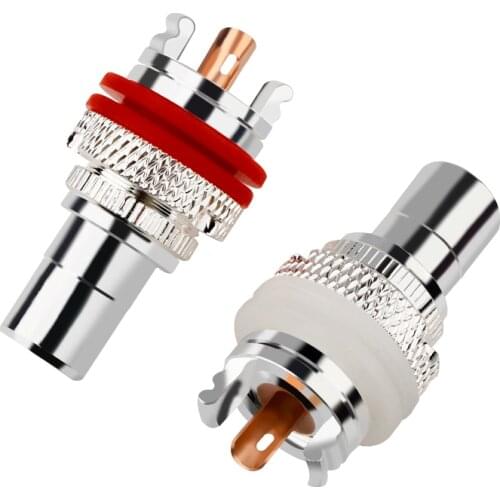 8Pcs Silver Plated RCA Female Socket Red Copper Soldering Point HiFi Audio Adapter Plug