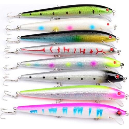 8PCS Fishing Pencil Popper Minnow Fish Bass lure hook baits 14cm/15g