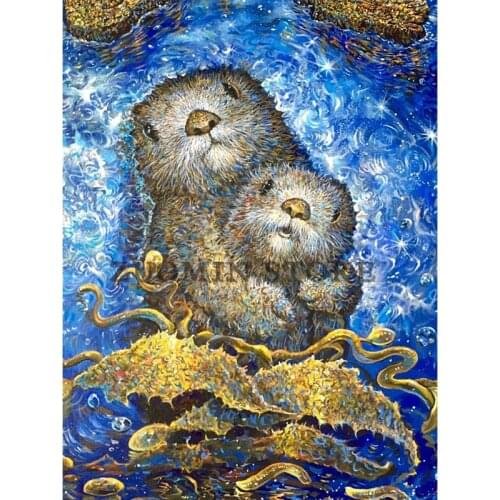 5D DIY Diamond Painting Animals Otter Cross Stitch Full Square Diamond Embroidery Mosaic Picture of Rhinestones Decor Gift