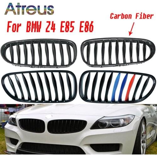 Atreus 1set Carbon Fiber/Black Front Grill Grilles Kidney Replacement for BMW Z4 E85 E86 Roadster Coupe M Sport Accessories