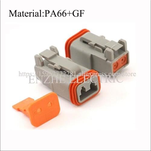 50set DT06-2S PA66+GF DT series auto female wire connector terminal 2 pin connector female Plug Automotive Electrical