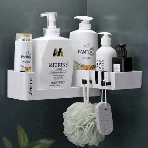 White Black Bathroom/Kitchen Multifunction Shelves 180 rotating with tower bar and Hooks Wall mounted Shower Holder accessories