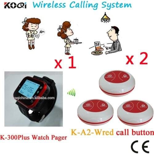 Wireless Customer Calling Buzzer System Top Popular For The Hospital Restaurant Customer 433.92MHZ( 1 watch+ 2 button)