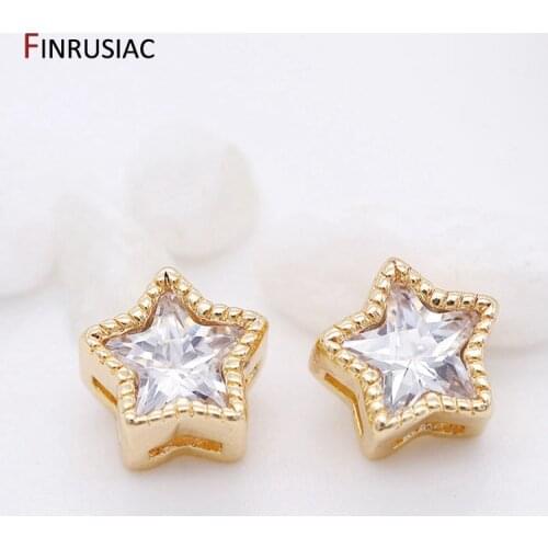 Fashion Gold Zircon Pentagram Spacer Beads Accessories For Make Jewelry DIY Craft