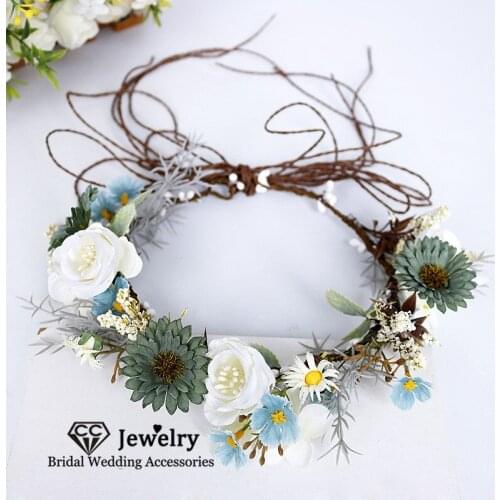 CC Floral Women Hair Accessories for Women Engagement Jewelry Rose Shape Headbands Rattan Flower Hairbands DIY Garlands 58370