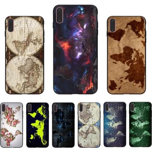 IMIDO world map design Case Soft silicone Transparent phone case For iPhone 7 8 6 XS XR X XSmax 5 5S 6/6splus 7plus 8plus shell