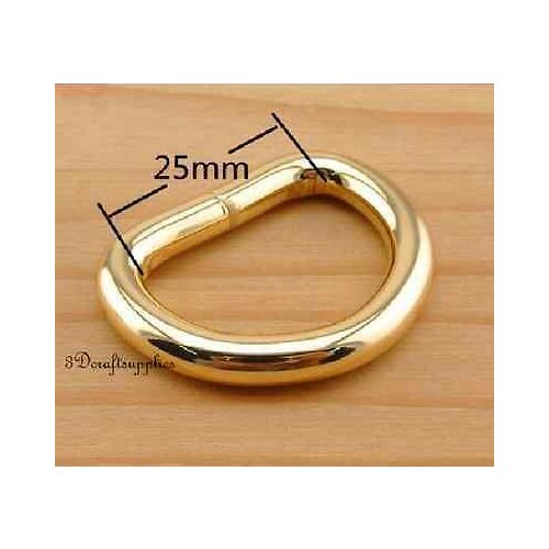 D ring d-rings purse ring Webbing Strapping gold 25mm 1 inch 12pcs U140