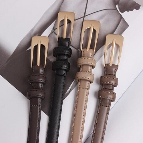 European Women Cow Leather Slim Belts Simple Design Autumn Women Pant Dress Shirt Waist Belt 1.5Cm Wide Corset Cinch Strap Belt