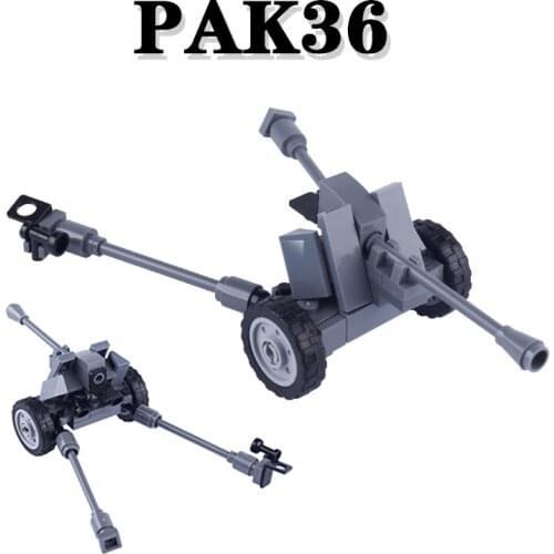 MOC WW2 German PAK36 Antitank Cannon Building Blocks Artillery Military Parts Soldier Figures Weapon Accessories Bricks Kids Toy