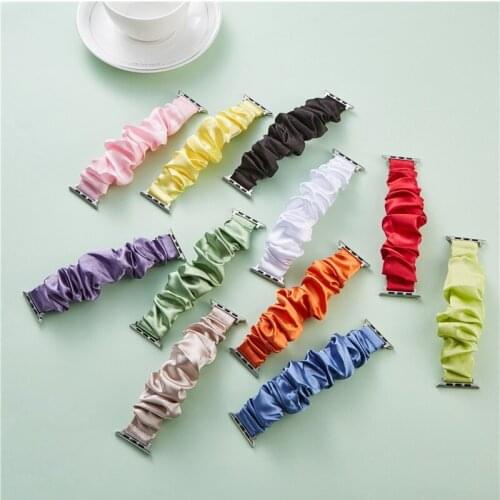 Colorful Scrunchie Elastic Straps for Apple Watch Series 6 SE 5 4 3 Watch Strap 44mm 40mm Women Watchband for iwatch 38mm 42mm