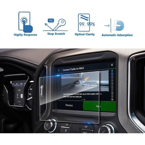 LFOTPP For Sierra 1500 8 Inch 2018 2019 Car Navigation Display Tempered Glass Screen Protector Auto Interior Protective Sticker