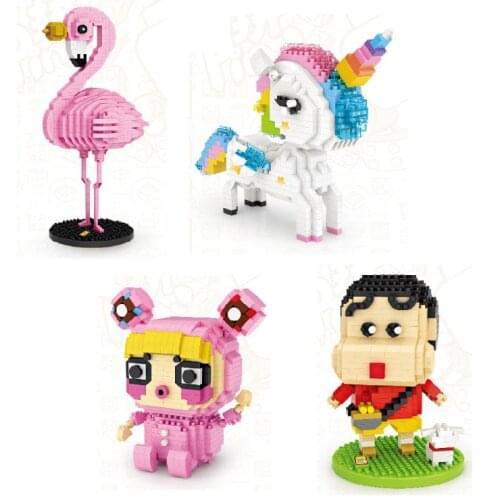 LOZ Mini Building Blocks Rainbow Unicorn Anime Flamingo Peach girl Anime Educational Action Finger Diy Toys boys girls Gift 9204