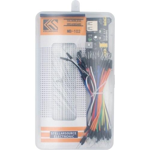 3.3V/5V MB102 Breadboard power module+MB-102 830 points Solderless Prototype Bread board kit +65 Flexible jumper wires