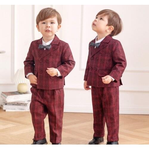 Little prince BABY Boys Jacket+Vest+Pants Bowtie 3pcs Wedding Suit Gentleman Kids Birthday Dress Children Party Costume
