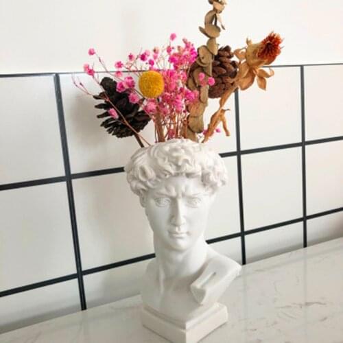 Michelangelo Buonarroti David Resin Head Portrait Vase Statue Creative Desktop Decoration