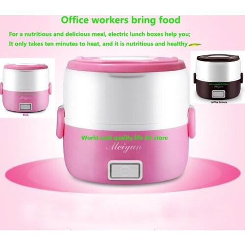 Mini Electric Rice Cooker Stainless Steel 2/3 Layers Steamer Portable Meal Thermal Heating Lunch Box Food Container Warmer