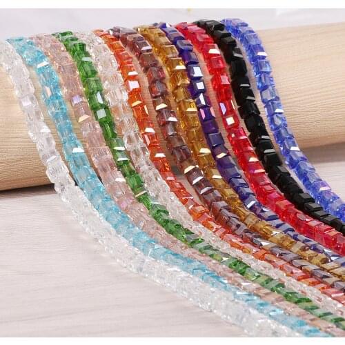 20/50/100pcs/lot 3 4 6 8mm Multi Color Fashion Crystal Glass Square Beads For DIY Crafts Sewing Clothing Accessories Decoration
