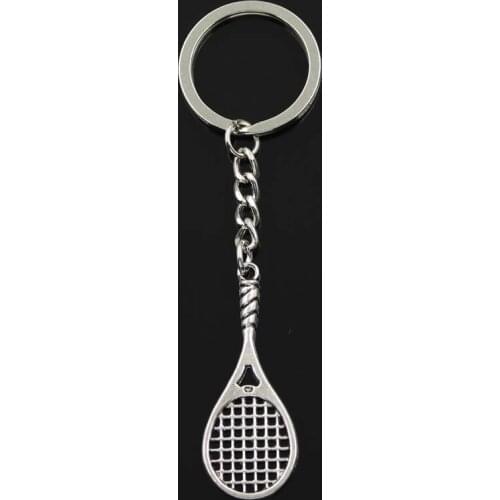 Fashion Keychain 48x19mm Badminton Tennis Racket Bronze Silver Color Pendants DIY Men Jewelry Car Key Chain Ring Holder For Gift