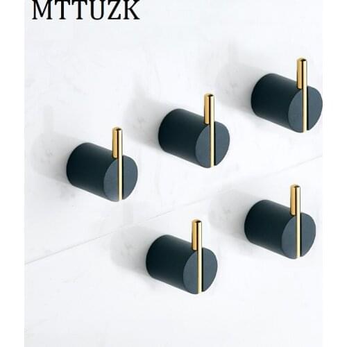 MTTUZK Brass Black Gold Hooks Towel & Coat & Robe Hook Bathroom Black Hooks Wall Mount door rear Hook For Cap,Coat,Clothes