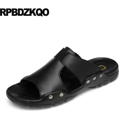 Plus size casual 45 waterproof water slippers men sandals leather summer outdoor shoes native large black 2019 fashion slides