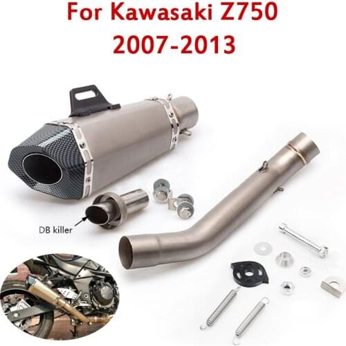Slip On Motorcycle Middle Mid Pipe Connect Link Tube Modified Exhaust Pipe Silencer Muffler Tip for Kawasaki Z750 2007-2013