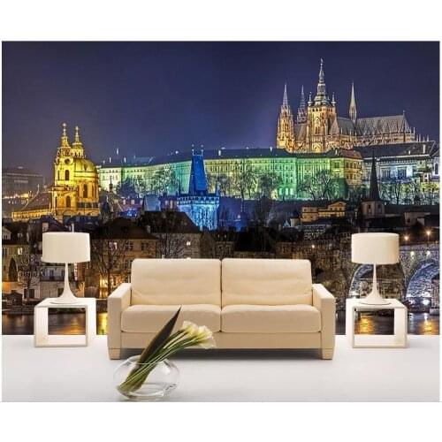 Custom mural 3d photo wallpaper European and American architecture night scenery home decor living room wallpaper for wall 3 d
