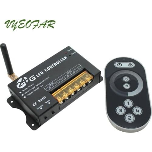 New Led Strip Dimmer 12V/24V 20A Output Receiver RF Wireless 2.4G Touch Remote 3528 5050 Single Color String Dimming RF203