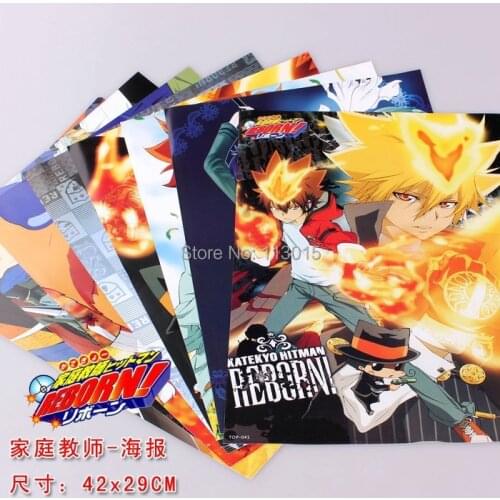 8pcs/lot Anime Posters Hitman Reborn Poster Paintings 2 sizes 58x42CM included 8 Different designs High quality Embossed