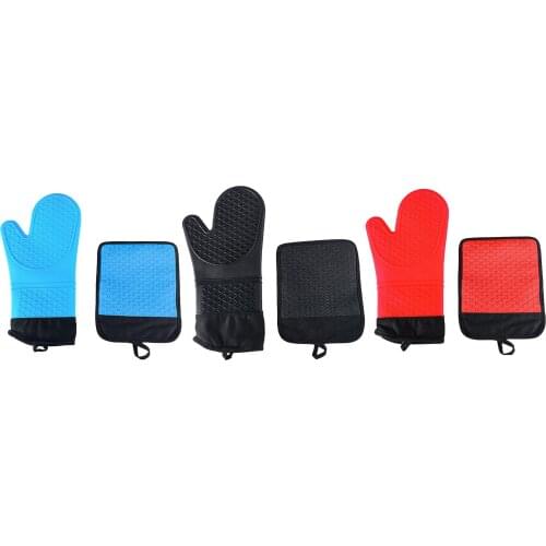 Silicone Oven Mitts Heat Resistant Kitchen Countertop Hot Pads for Cooking, Baking, Grilling