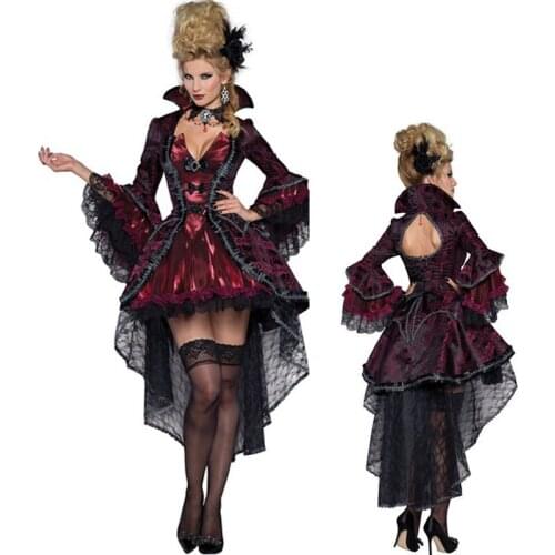 Adult Deluxe Sexy Vampire Queen Witch Costume Halloween Carnival Party Court Queen Earl Vampire Costume Fancy Dress