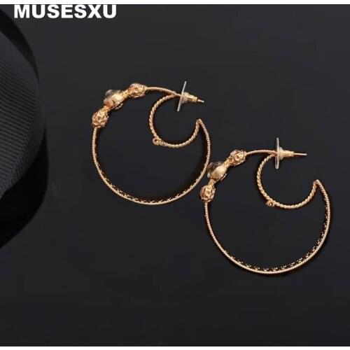 Jewelry&Accessories Fashion New style And Gorgeous Hollow Moon Shaped Earring Inlaid Color Zircon Earring Womens Party Gift