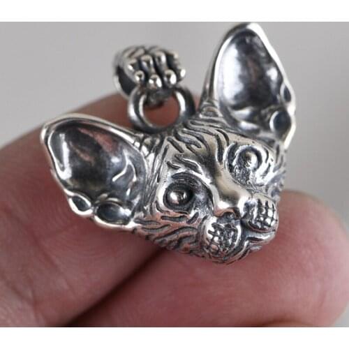 925 Sterling Silver cat women Pendant tag Charm (without chain ) A5818