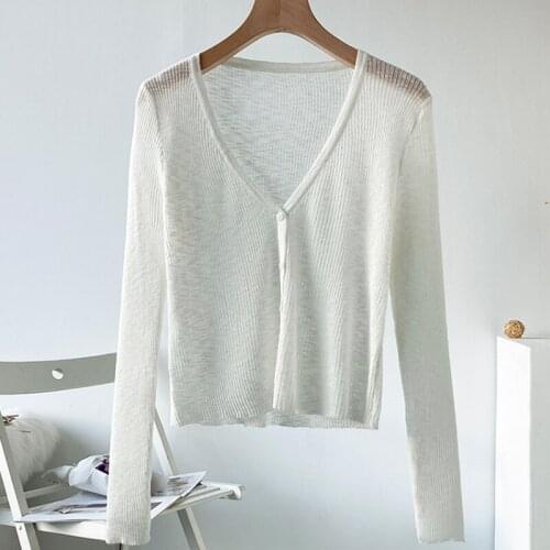 Harteen 2021 Summer Knit Sweater Women Summer Thin Fashionable Korean Elegant All Match Long Sleeve Womens Clothing Top Femme