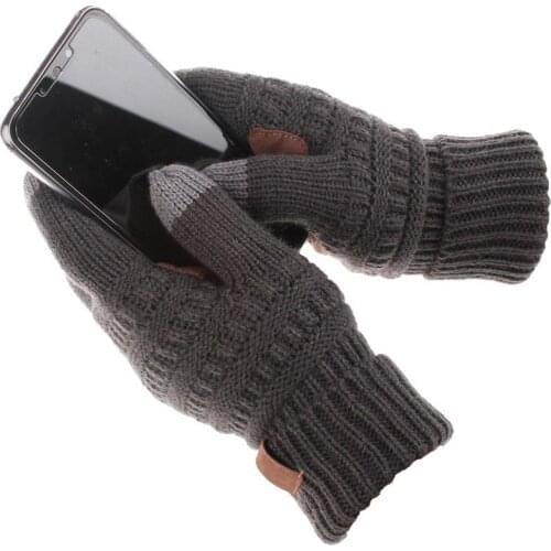 Winter Gloves Touch Screen Winter Warm Gloves Cycling Adult Acrylic Wool Knitted Gloves Full-fingered Gloves For Men And Women