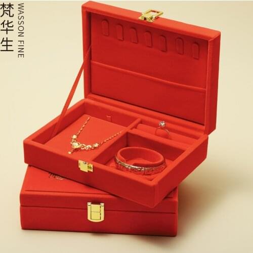 Gold jewelry packaging box jewelry wedding dowry storage box necklace ring dragon and phoenix bracelet set box
