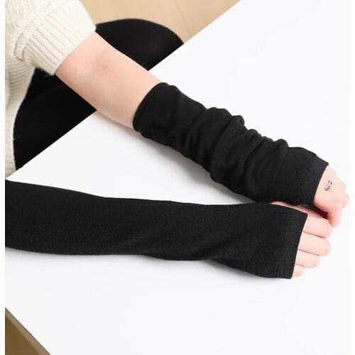 1pair Knitted Long Fingerless Gloves Winter Autumn Wrist Arm Hand Arm Warmers Women Men Knitted Long Gloves Soft Warm Mitten