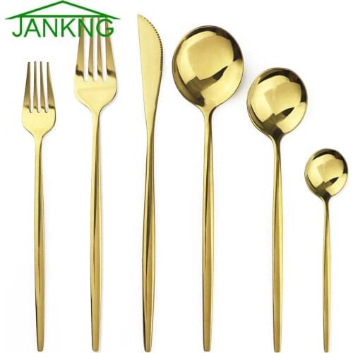 1Pcs Gold Tableware Mirror Knife Fork Spoon Silverware Kitchen Dinnerware 18/10 Stainless Steel Cutlery For party And Hotel
