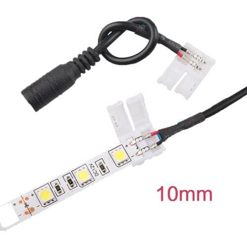 10PCS 2PIN 8mm 10mm LED Strip Connector to 5.5*2.1mm Free Welding Connector Jack Cable Wires Durable
