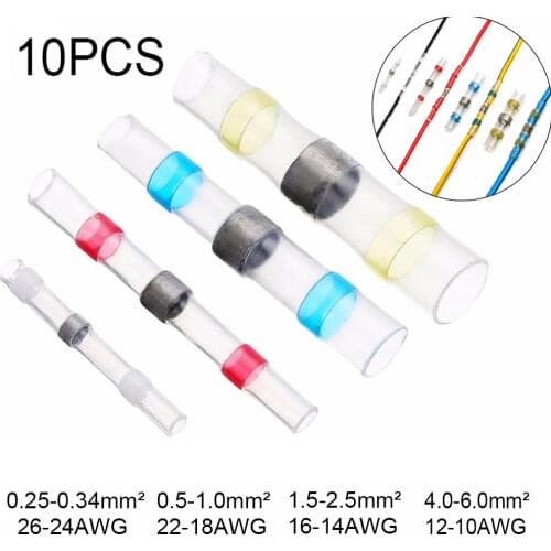 TAKE-EASY 10Pcs Waterproof Solder Seal Heat Shrink Butt Connectors Lug Terminals Electrical Wire Conector Car Insulated Terminal