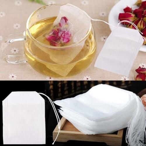 100PCS Tea Filter Bags Disposable Empty Teabags Drawstring Tea Bag Spice Herb Infuser With String Heal Seal Kitchen Accessories