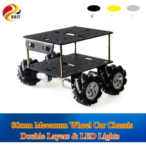 15kg Double Decker Mecanum Wheel Car Chassis 80mm 2-layer Mecanum Robot Kit for Arduino Raspberry Pi Omni-directional CM300